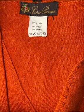 Loro Piana Women's Vibrant Orange Cashmere V-Neck Sweater